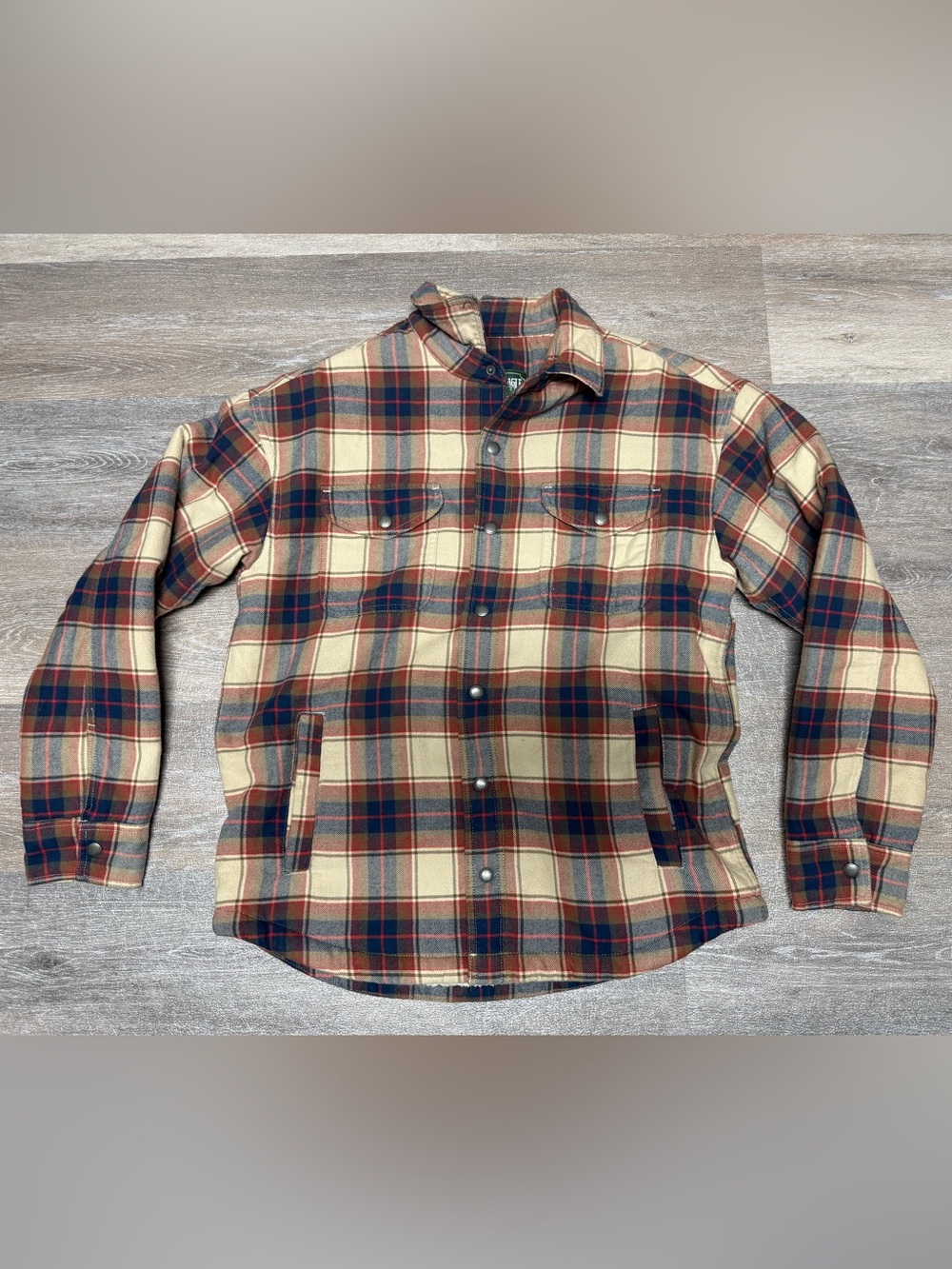 American Eagle Men’s Sherpa Lined Plaid Flannel Shirt Jacket Shacket Medium